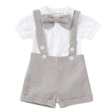 Baby Boys Short Sleeved Bow Tie Rompers