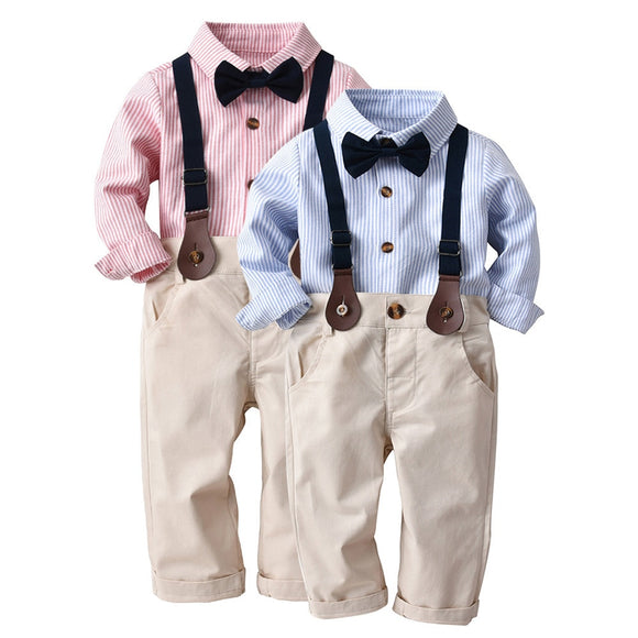 Bowtie Long Sleeve Shirt and Pants Sets